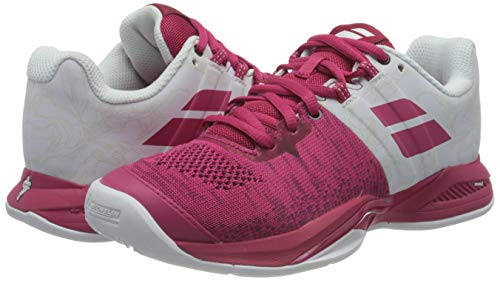 BABOLAT Propulse Blast Clay Women, Zapatillas de Tenis Mujer, White/Vivacious Red, 37 EU