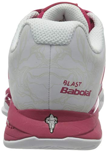 BABOLAT Propulse Blast Clay Women, Zapatillas de Tenis Mujer, White/Vivacious Red, 37 EU