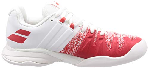 Babolat Propulse Blast Teppichschuh Damen-Weiß, Rot, Zapatillas de Tenis Mujer, White Hibiscus, 38.5 EU