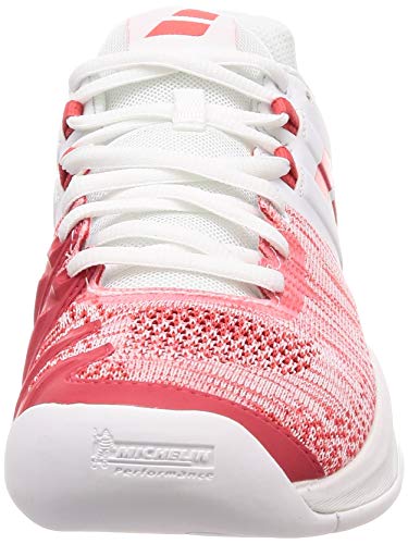 Babolat Propulse Blast Teppichschuh Damen-Weiß, Rot, Zapatillas de Tenis Mujer, White Hibiscus, 38.5 EU