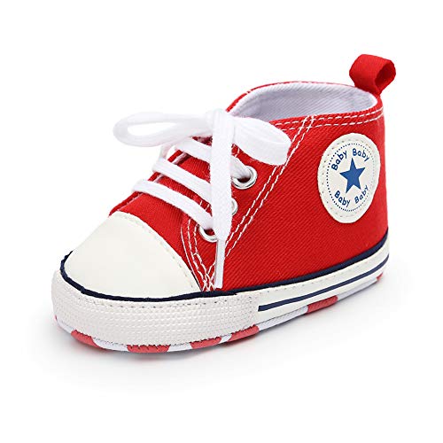 Babycute - Zapatillas de lona para bebé con suela suave y cordones, informales, para niños y niñas, primeros pasos, color Beige, talla 12-18 meses