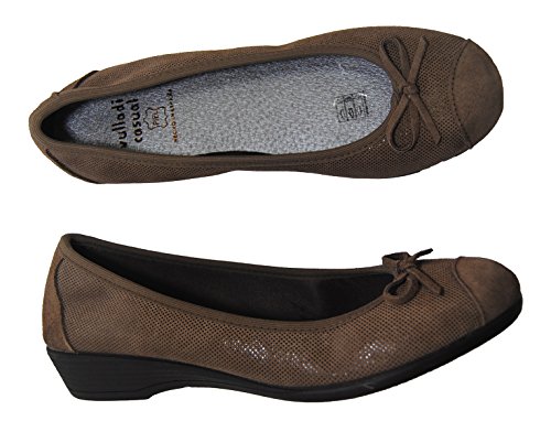 Bailarina de Mujer Serraje con Plantilla de Piel (37, Gris)