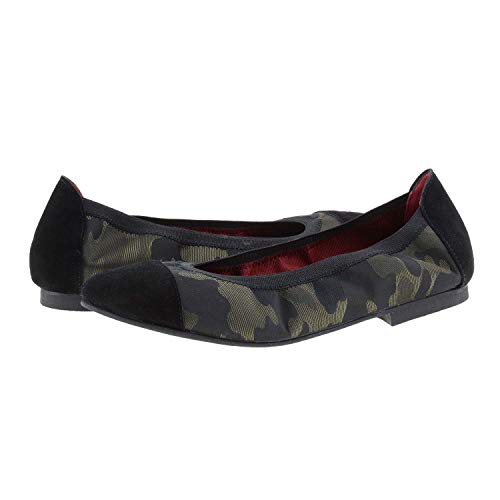 Bailarinas Piel Serraje Negro y Camuflaje Talla: 40 Color: Verde