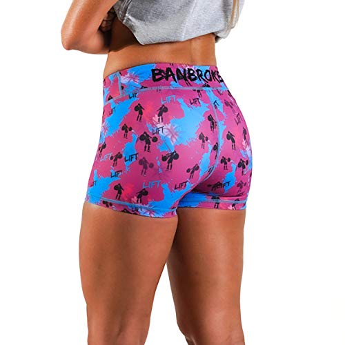 BANBROKEN Short Pantalón Corto Deportivo para Fitness Mujer, Gimnasio, Crossfit, Running, Halterofilia, Yoga, Gym etc (Purple, M)