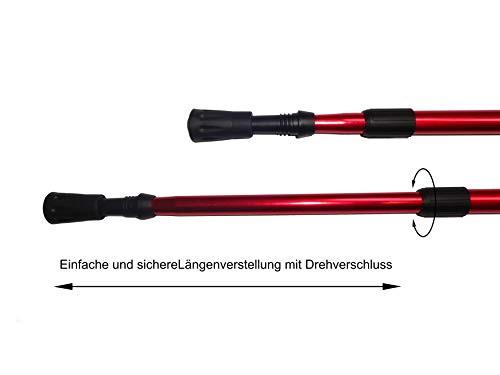 Bastones de Marcha nórdica (2 Unidades, telescópicos, de 100 cm a 135 cm, aleación de Aluminio, con amortiguación, amortiguadores de Goma y Tapas Protectoras), Azul o Negro