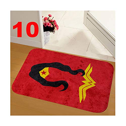 Batman Wonder Woman - Felpudo de interior (15 x 23 pulgadas), antideslizante, para puerta delantera, interior, piso, suciedad, trampa, entrada, zapatos, alfombra