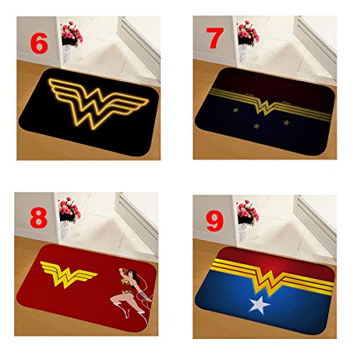 Batman Wonder Woman - Felpudo de interior (15 x 23 pulgadas), antideslizante, para puerta delantera, interior, piso, suciedad, trampa, entrada, zapatos, alfombra