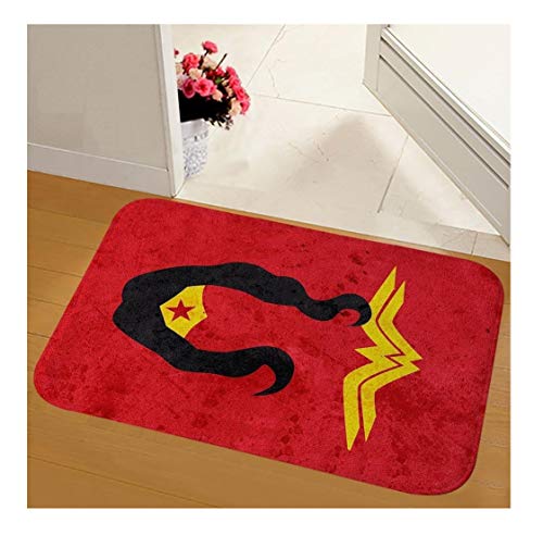 Batman Wonder Woman - Felpudo de interior (15 x 23 pulgadas), antideslizante, para puerta delantera, interior, piso, suciedad, trampa, entrada, zapatos, alfombra