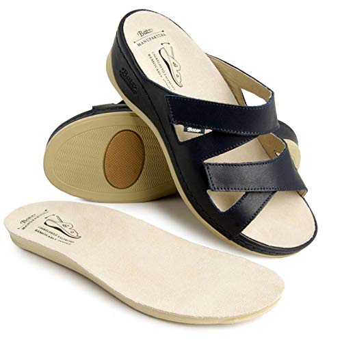 Batz Evelin Sandalias Zuecos Zapatillas Zapatos de Cuero Mujer, Azul, EU 40
