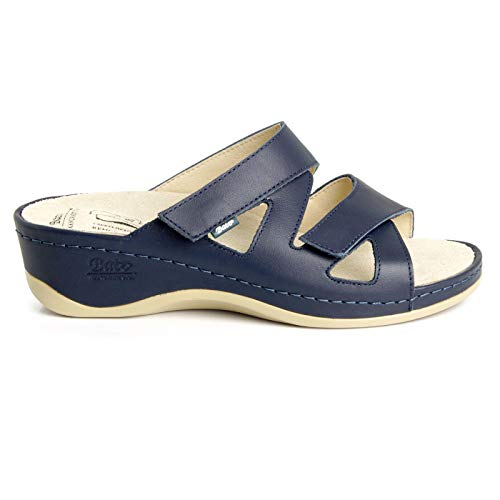Batz Evelin Sandalias Zuecos Zapatillas Zapatos de Cuero Mujer, Azul, EU 40
