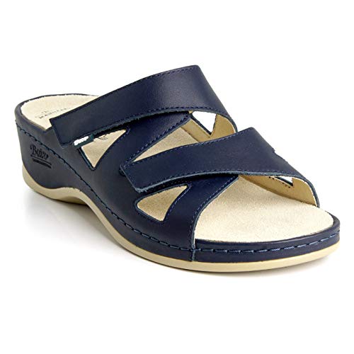 Batz Evelin Sandalias Zuecos Zapatillas Zapatos de Cuero Mujer, Azul, EU 40
