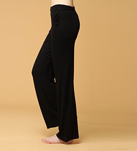 Baymate Moda Casual Harem Pantalones Modal Danza Pantalón para Mujeres Negro 3XL