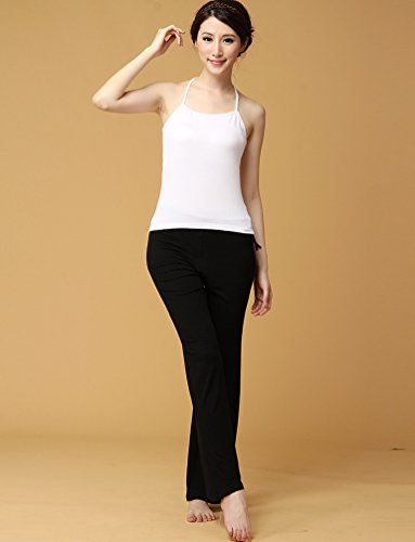 Baymate Moda Casual Harem Pantalones Modal Danza Pantalón para Mujeres Negro 3XL