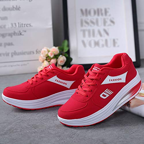 BBestseller-Zapatos Zapatillas Running de Estudiante Sneakers Fitness, Correr En Montaña Asfalto Aire Libre Deportes Casual de Calzado Deportivo (36 EU, Rojo)