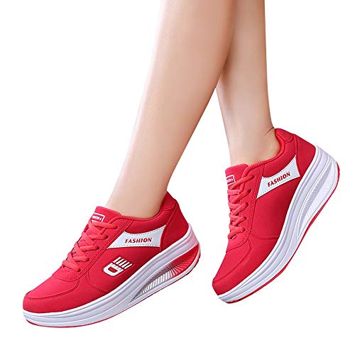BBestseller-Zapatos Zapatillas Running de Estudiante Sneakers Fitness, Correr En Montaña Asfalto Aire Libre Deportes Casual de Calzado Deportivo (36 EU, Rojo)