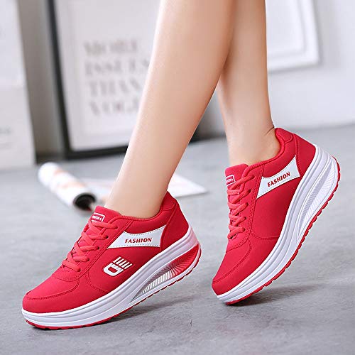 BBestseller-Zapatos Zapatillas Running de Estudiante Sneakers Fitness, Correr En Montaña Asfalto Aire Libre Deportes Casual de Calzado Deportivo (36 EU, Rojo)