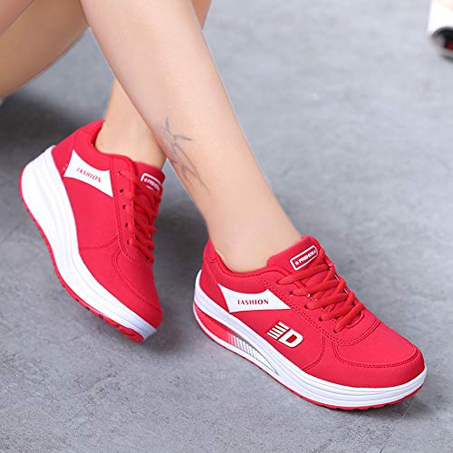 BBestseller-Zapatos Zapatillas Running de Estudiante Sneakers Fitness, Correr En Montaña Asfalto Aire Libre Deportes Casual de Calzado Deportivo (36 EU, Rojo)