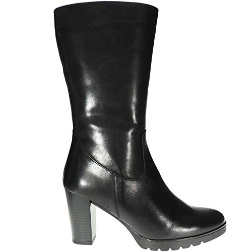 B.D.A. 6339 Bota Piel Media Caña y Cremallera Tacón 8CM para Mujer Negro Talla 41