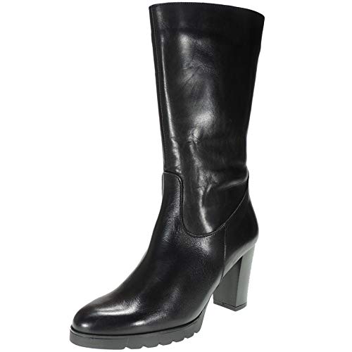 B.D.A. 6339 Bota Piel Media Caña y Cremallera Tacón 8CM para Mujer Negro Talla 41