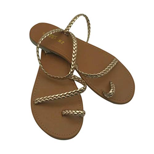 Beach Open Toe Flats para Mujer Weave Gladiator Rome Chanclas Ligero Comfort Slip On Shoes Casual Sandalias De Verano Tamaño 35-42