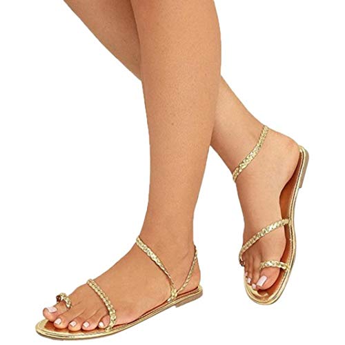 Beach Open Toe Flats para Mujer Weave Gladiator Rome Chanclas Ligero Comfort Slip On Shoes Casual Sandalias De Verano Tamaño 35-42