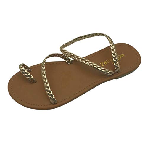 Beach Open Toe Flats para Mujer Weave Gladiator Rome Chanclas Ligero Comfort Slip On Shoes Casual Sandalias De Verano Tamaño 35-42