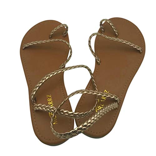 Beach Open Toe Flats para Mujer Weave Gladiator Rome Chanclas Ligero Comfort Slip On Shoes Casual Sandalias De Verano Tamaño 35-42