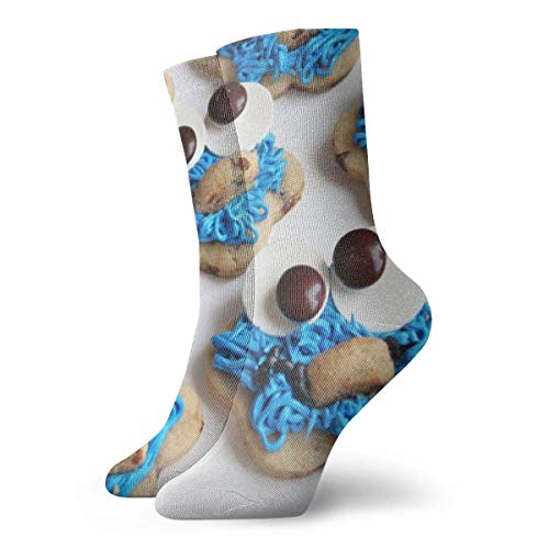 BEDKKJY Cookie Monster Pastry Calcetines Cortos para Adultos Calcetines clásicos de algodón para Hombres Mujeres Yoga Senderismo Ciclismo Correr Fútbol Deportes