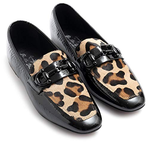 Belle Vie – Mocasín Vie modelo Via Scalzi negro y moteado – Via calzador Negro Size: 36 EU