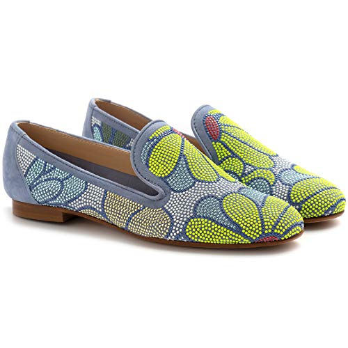 BELLE VIE Via Danesi - Zapato modelo Via Danesi Jeans con adornos de colores – Via danesi – Vaqueros con brillantes – Talla Size: 37 EU