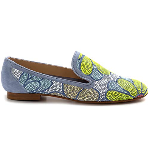 BELLE VIE Via Danesi - Zapato modelo Via Danesi Jeans con adornos de colores – Via danesi – Vaqueros con brillantes – Talla Size: 37 EU