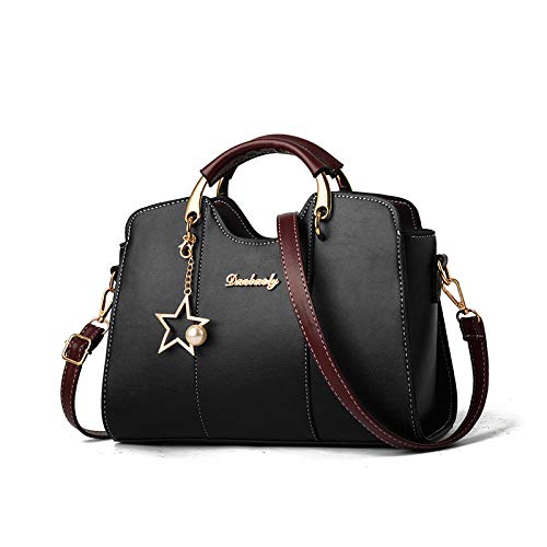 BeniNueva moda con textura de cinco puntas colgantes colgantes modelos femeninos Hombro simple Diagonal Bolso-negro