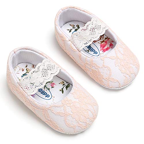 Berimaterry Bebé Prewalker Zapatos Primeros Pasos para bebé-niñas,Zapatos de Flores de Encaje,Sandalias de Bowknot para 0-6 6-12 12-18 Meses Bebé Cuero Princesa Suave Suela Niña Casuales 0-18 Mes