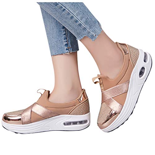 Berimaterry Zapatillas de Mujer Zapatos de Corriendo Calzado Casual y Deportivo Moda De Aumento De Fondo Suave De Balanceo Sin Cordones Zapatos Flojos