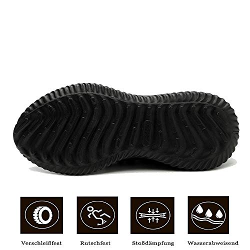 BESKEE Zapatos de seguridad para hombre S3, deportivos, ligeros, de trabajo, transpirables, con puntera de acero, talla 35-46, color Negro, talla 41 EU