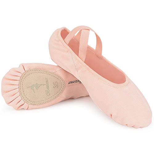 Bezioner Zapatillas de Danza Elástico Media Punta Zapatos de Ballet Baile Suela Partida de Cuero para Niñas y Mujer 38