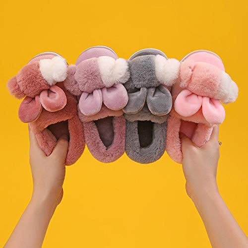 B/H Zapatillas de Invitados,Zapatillas de algodón cálido para niños, Zapatos de Interior de Felpa para el hogar-Gris Oscuro_Twenty Four,Pantunflas Invierno