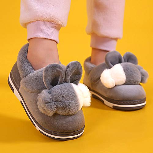 B/H Zapatillas de Invitados,Zapatillas de algodón cálido para niños, Zapatos de Interior de Felpa para el hogar-Gris Oscuro_Twenty Four,Pantunflas Invierno