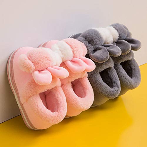 B/H Zapatillas de Invitados,Zapatillas de algodón cálido para niños, Zapatos de Interior de Felpa para el hogar-Gris Oscuro_Twenty Four,Pantunflas Invierno