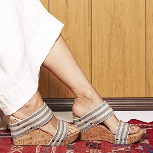 BHYDRY Verano para Mujer Transpirable Gruesa Inferior Retro Sandalias de cuña Pisos Zapatillas Romanas