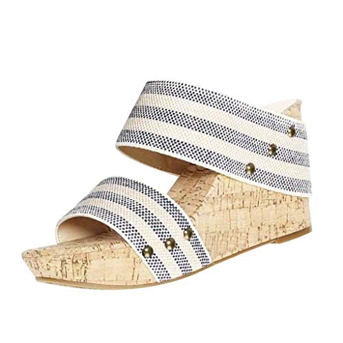 BHYDRY Verano para Mujer Transpirable Gruesa Inferior Retro Sandalias de cuña Pisos Zapatillas Romanas