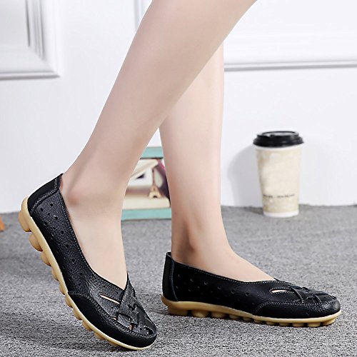 BHYDRY Zapatos de Mujer Damas Planas Sandalias Tobillo de Cuero Zapatilla Informal Zapatos Suaves