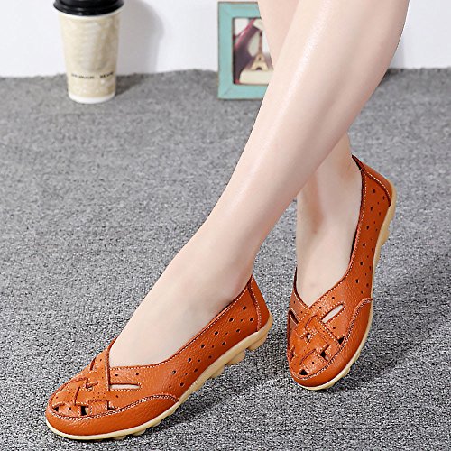 BHYDRY Zapatos de Mujer Damas Planas Sandalias Tobillo de Cuero Zapatilla Informal Zapatos Suaves