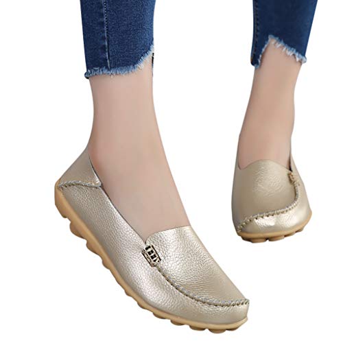 BHYDRY Zapatos Suaves de mamá Zapatos cómodos de Enfermera Zapatos Planos cómodos Naturales para Mujeres