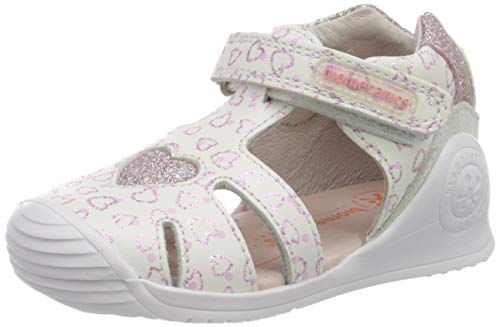 Biomecanics 202125, Sandalias Niñas, Blanco (Blanco Y Corazones (Sauvage Y Glitter) B), 22 EU