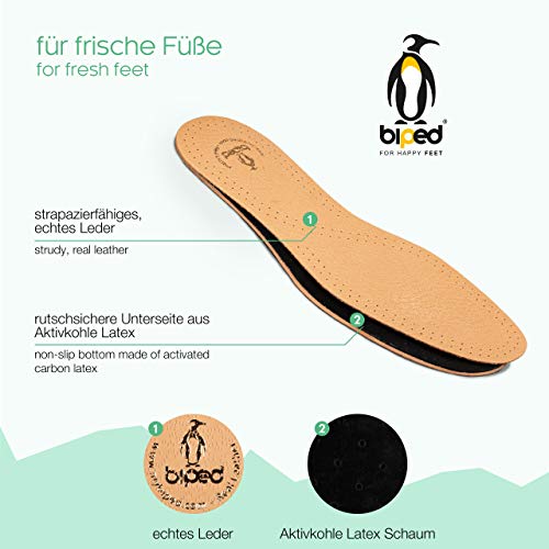 biped juego de 3 pares de plantillas extraíbles con carbón activo, plantillas de cuero antiolor, plantillas de cuero suaves para calzado de señora y caballero z1724(38-39)