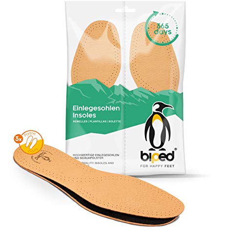 biped juego de 3 pares de plantillas extraíbles con carbón activo, plantillas de cuero antiolor, plantillas de cuero suaves para calzado de señora y caballero z1724(38-39)