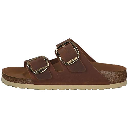 Birkenstock Arizona Big Buckle, Sandalias de Punta Descubierta Mujer, Marrón (Cognac Hex Cognac Cognac Hex Cognac), 39 EU