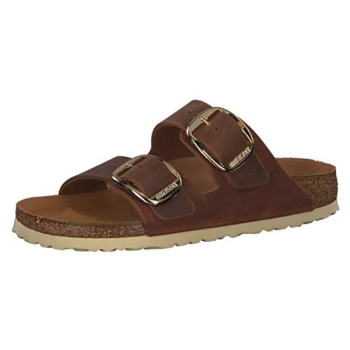 Birkenstock Arizona Big Buckle, Sandalias de Punta Descubierta Mujer, Marrón (Cognac Hex Cognac Cognac Hex Cognac), 39 EU