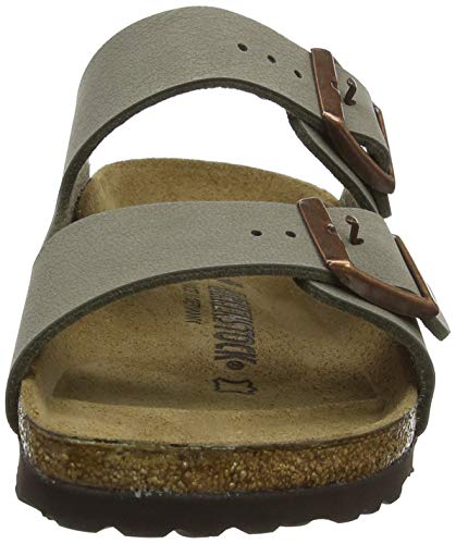 Birkenstock Arizona Birko-Flor Nubuck, Sandalias de Punta Descubierta Unisex Adulto, Beige (Grau (Nubuk Stone), 38